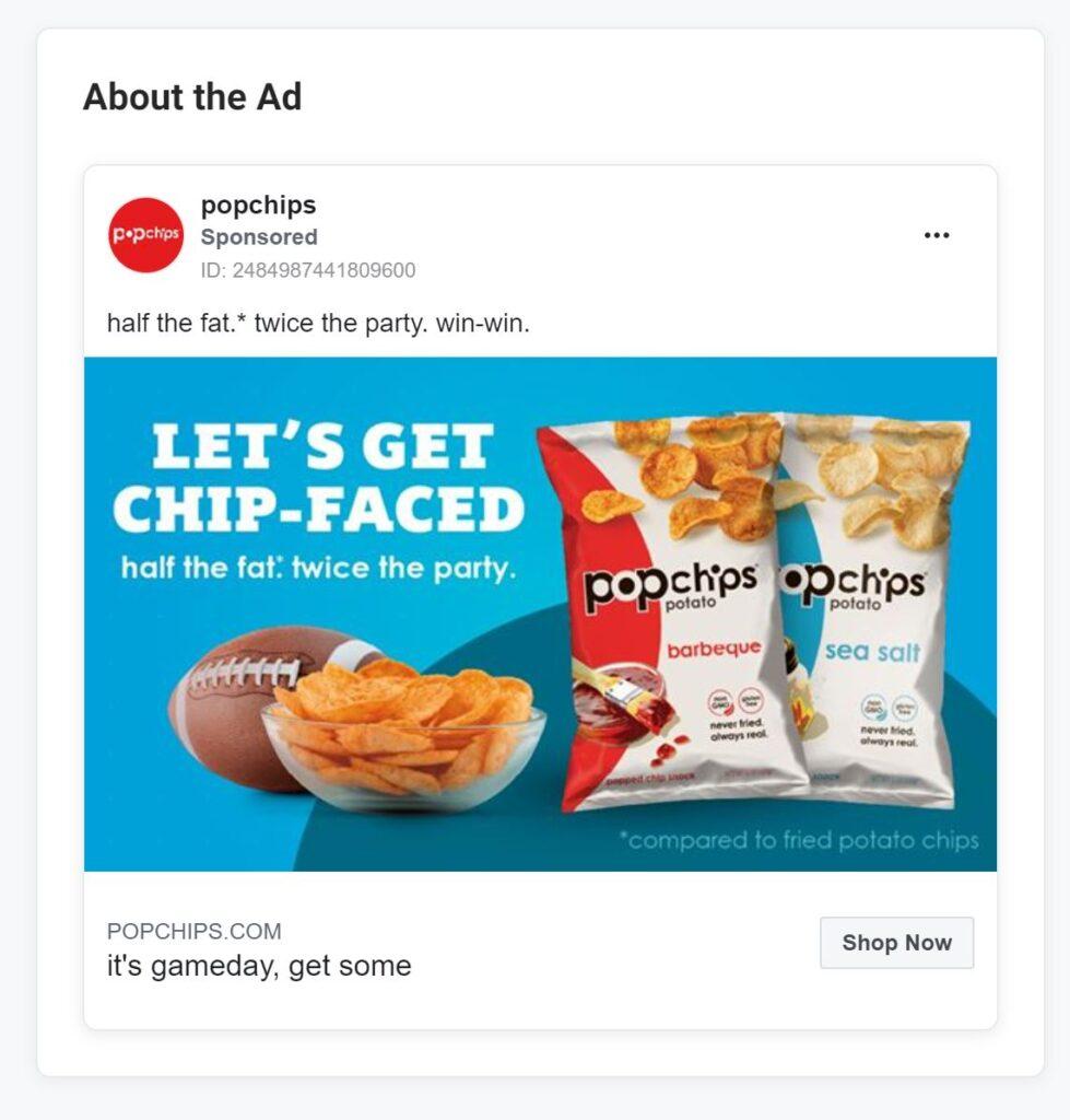 Popchips Facebook post